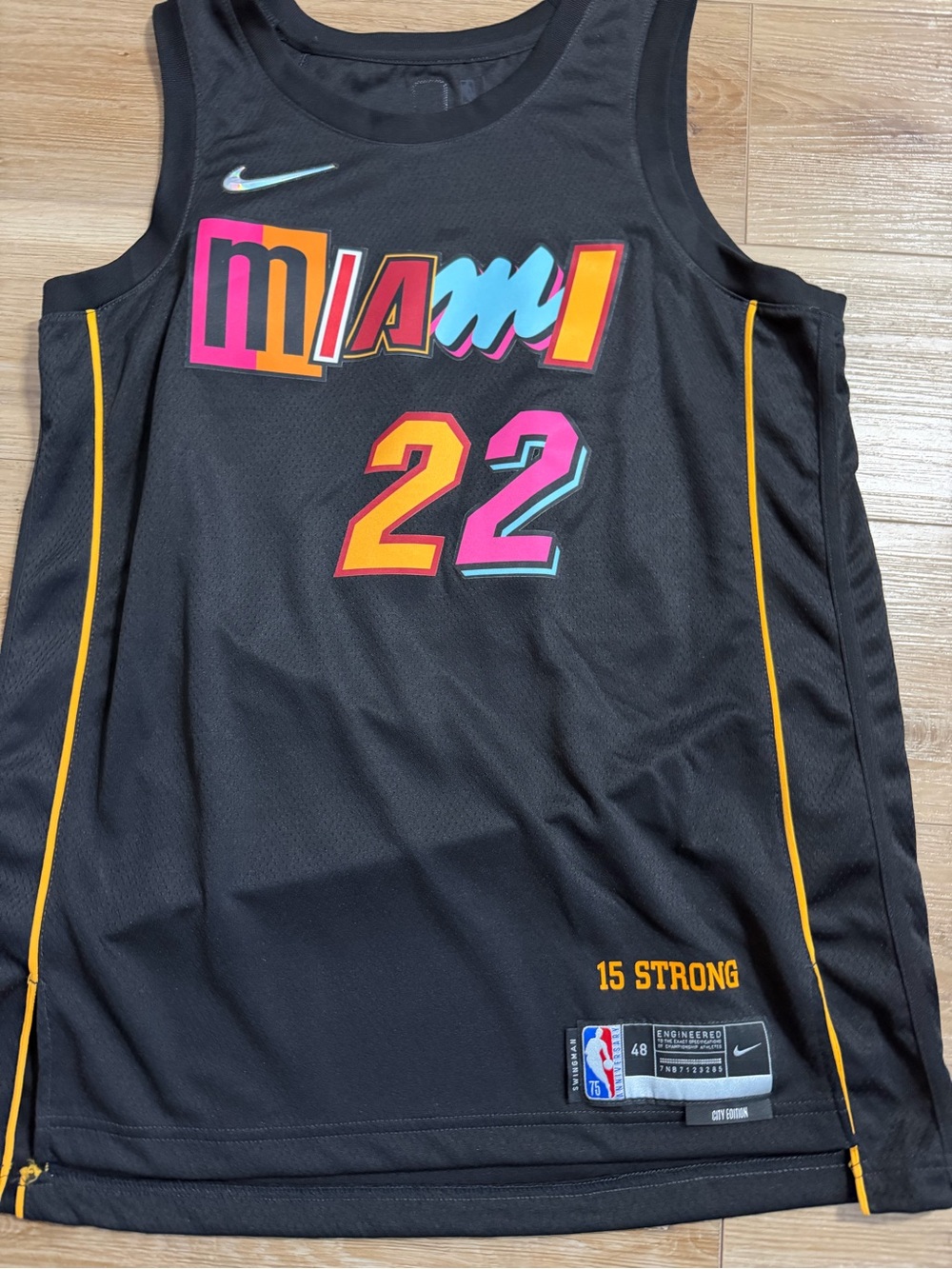Nike Black Jersey with Yellow Accent and "15 STRONG"